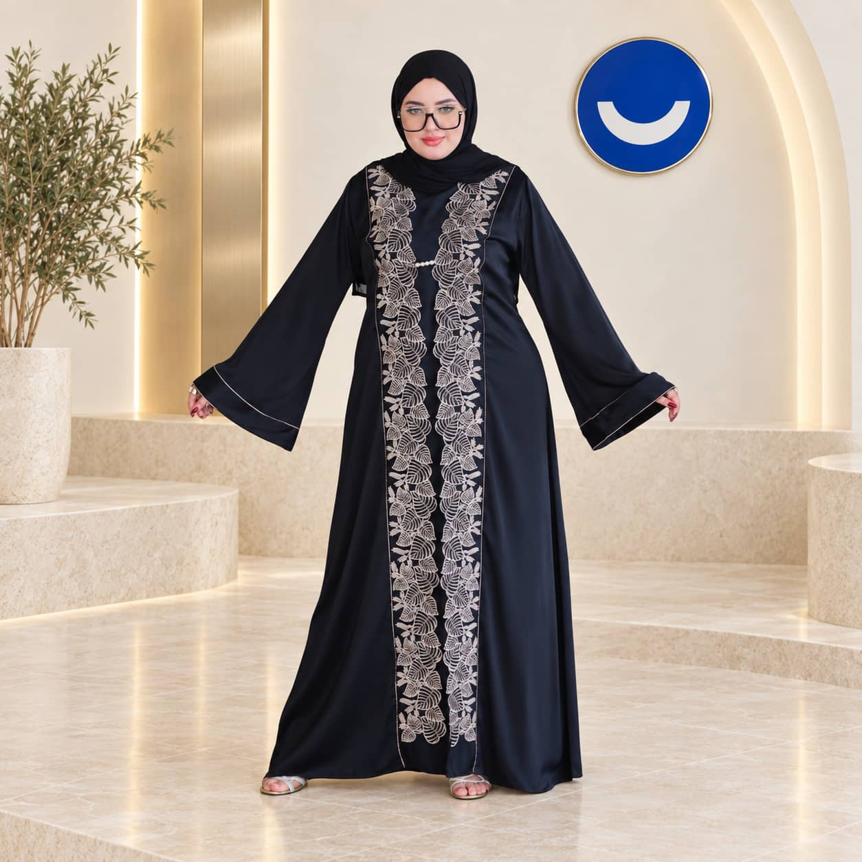 عباية نسائية أنيقة مطرزة بتصميم عصري