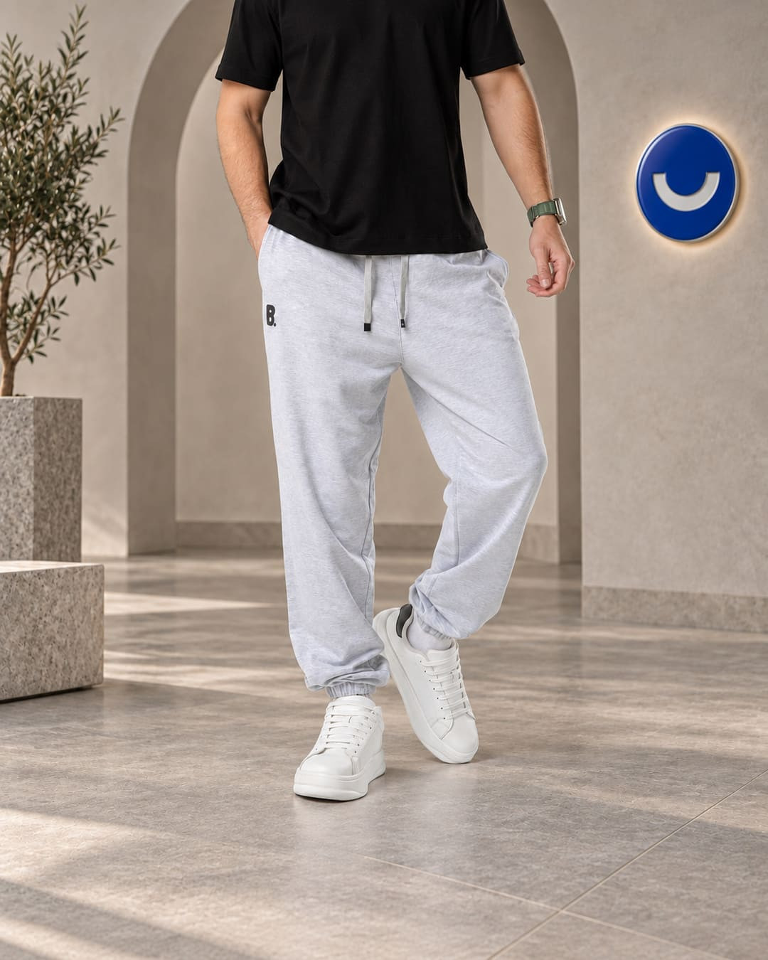 WASHED JOGGER WAIST PANTS - ICE Gary.