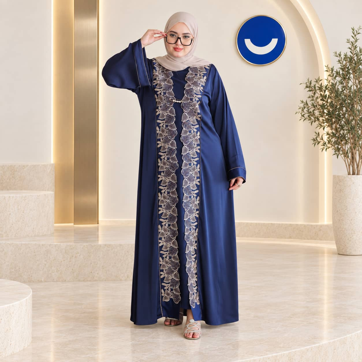 عباية نسائية أنيقة مطرزة بتصميم عصري