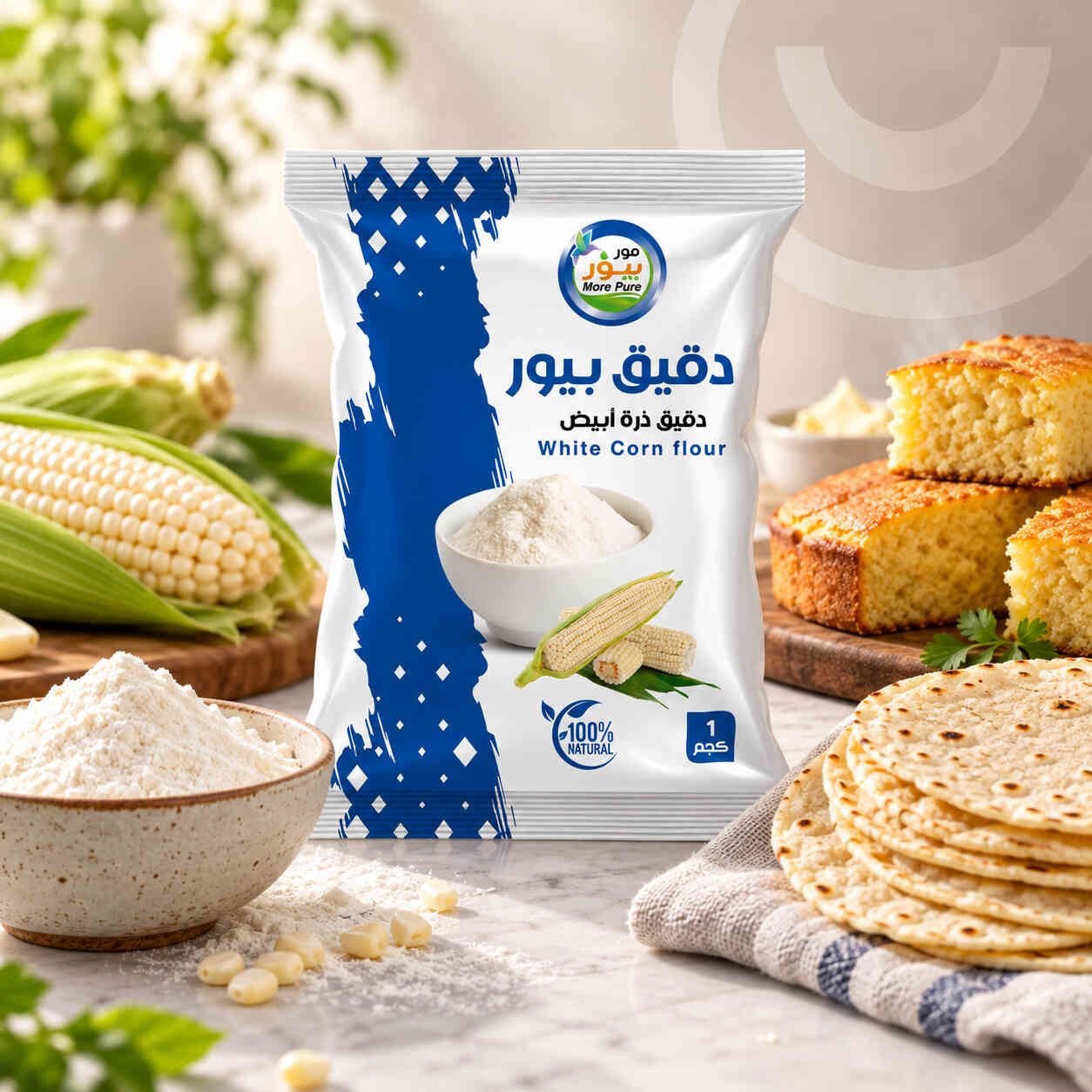 دقيق ذرة أبيض مور بيور كيس 1 كجم