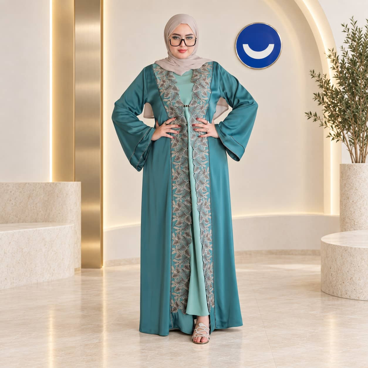 عباية نسائية أنيقة مطرزة بتصميم عصري