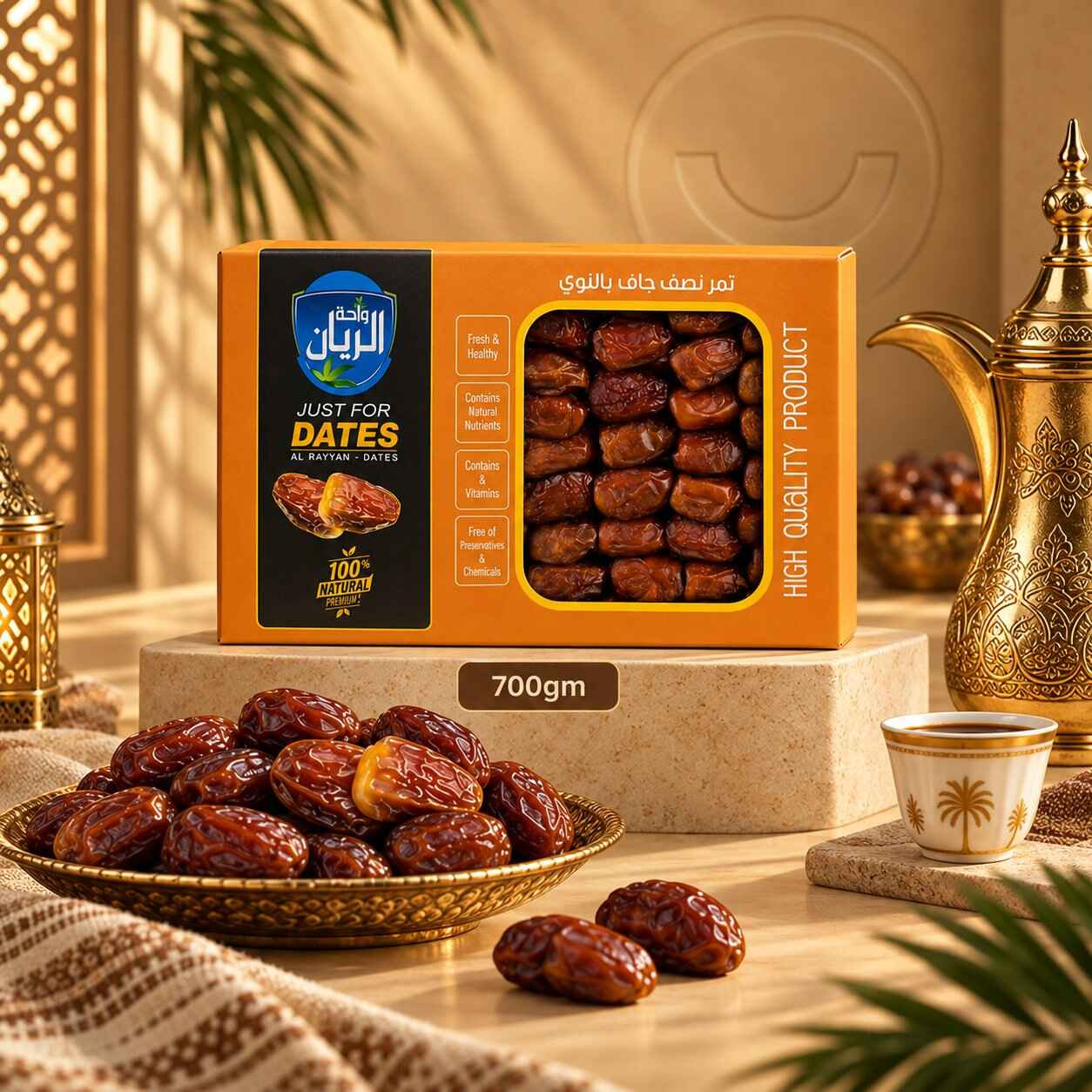 Bahariya Oasis Egyptian Semi-Dry Dates with Pits - 700g Box