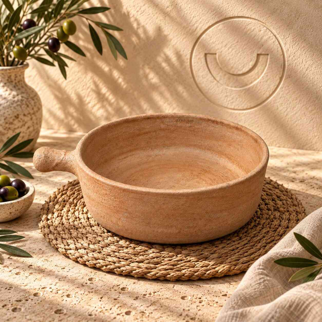 طاسة فخار بيد