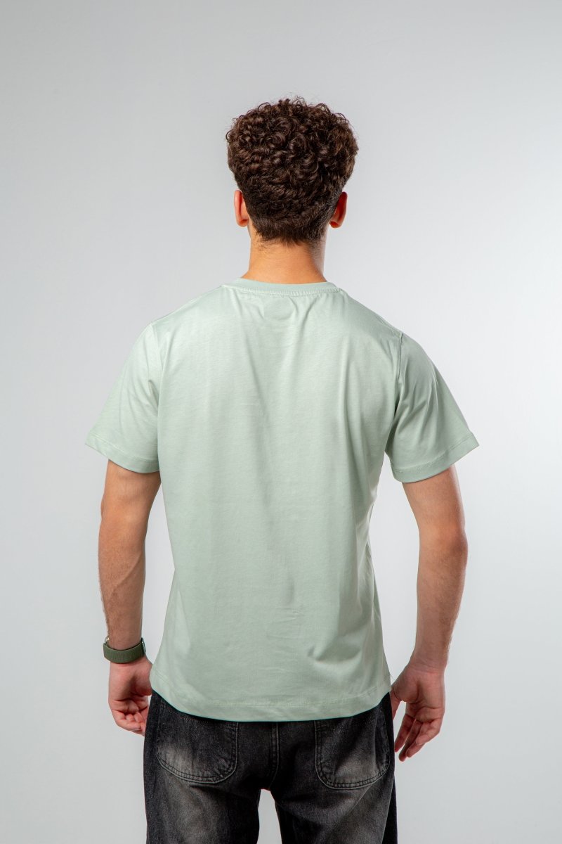 T-Shirt Men's Fit Ordinary And Collar Round Green Mint
