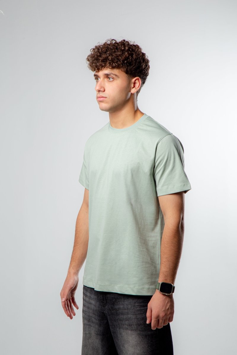 T-Shirt Men's Fit Ordinary And Collar Round Green Mint
