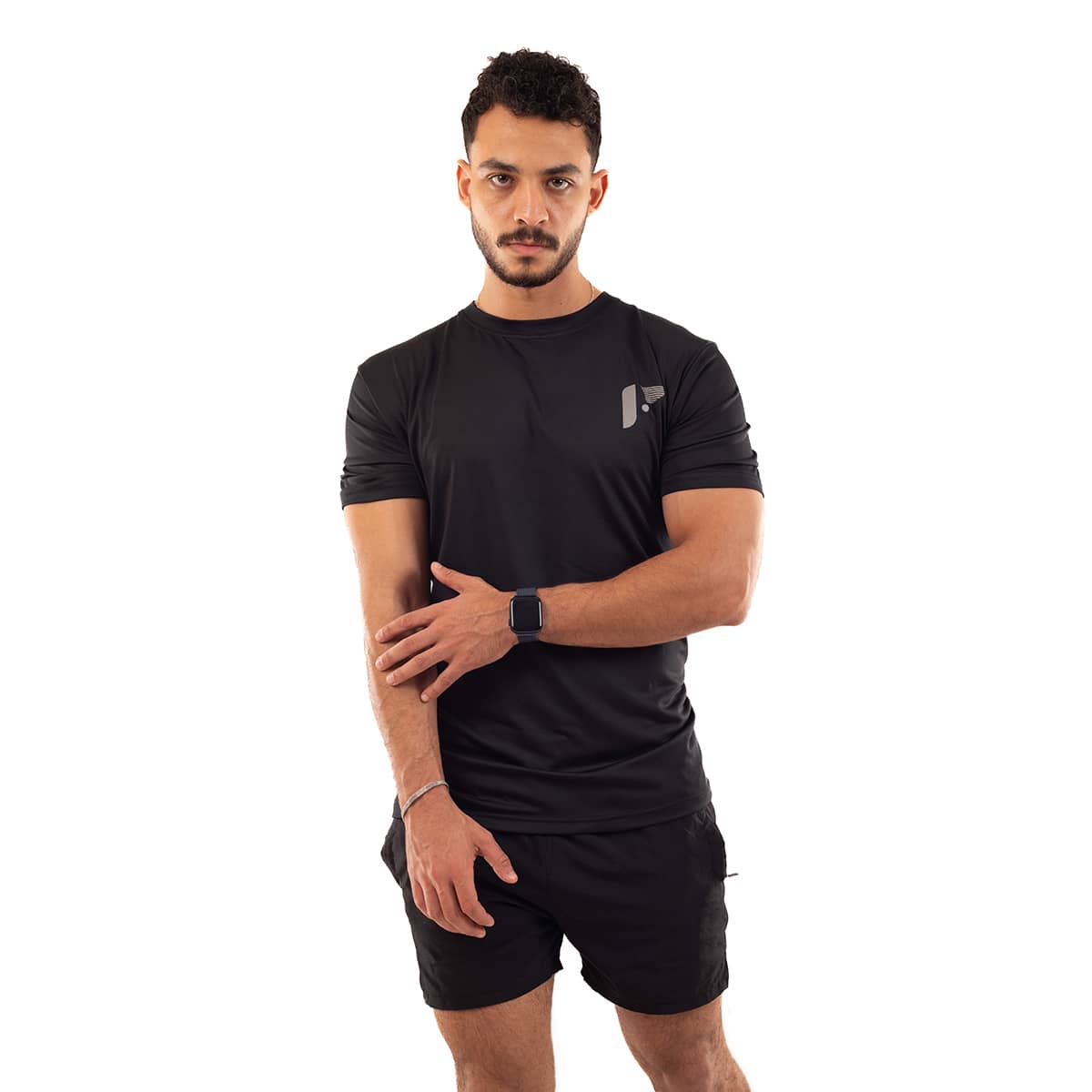تيشيرت رياضي رجالي نصف كم أسود