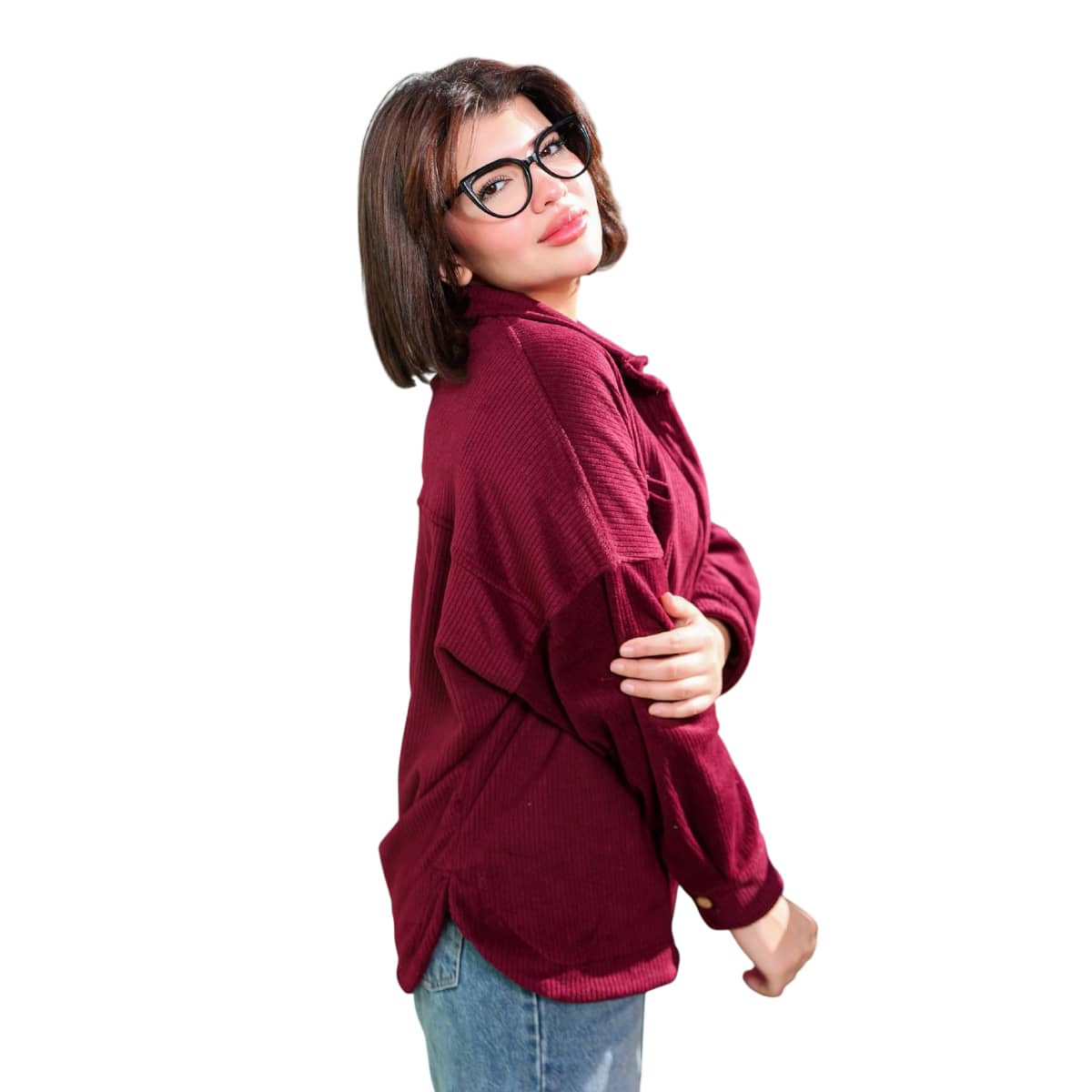 شميز قطيفة نسائي واسع دافئ