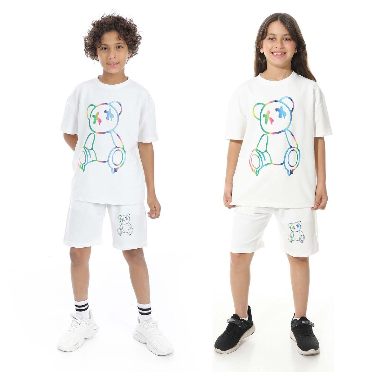 Set Pajamas Kids Summer Print Casual From Front Unisex