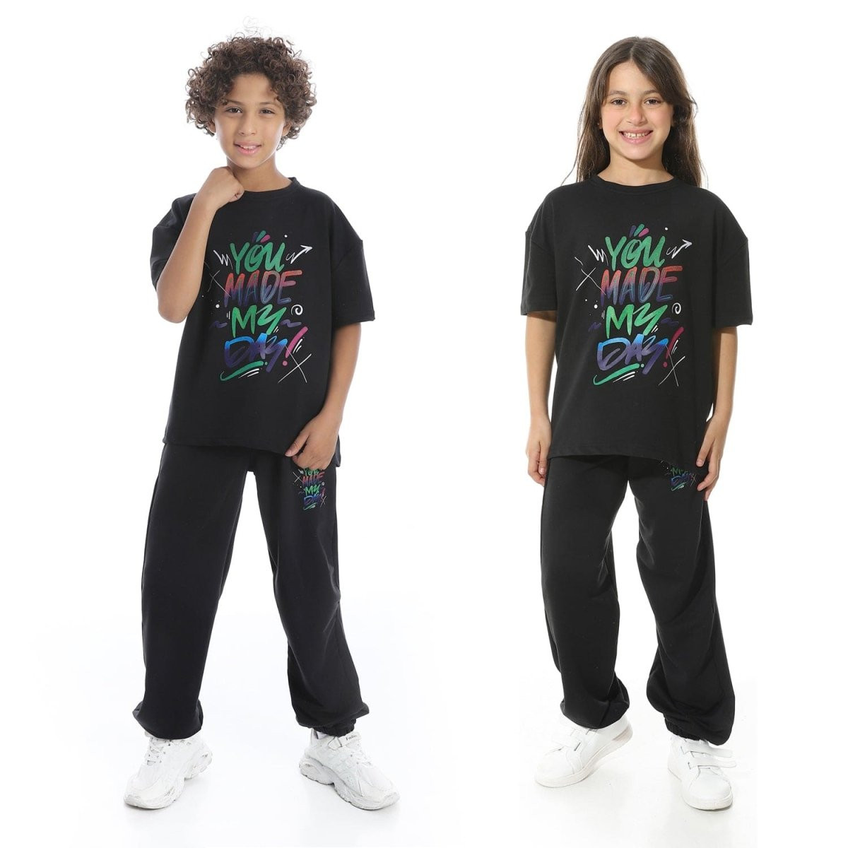 Set Pajamas Kids Summer Comfortable Printed From Front Unisex