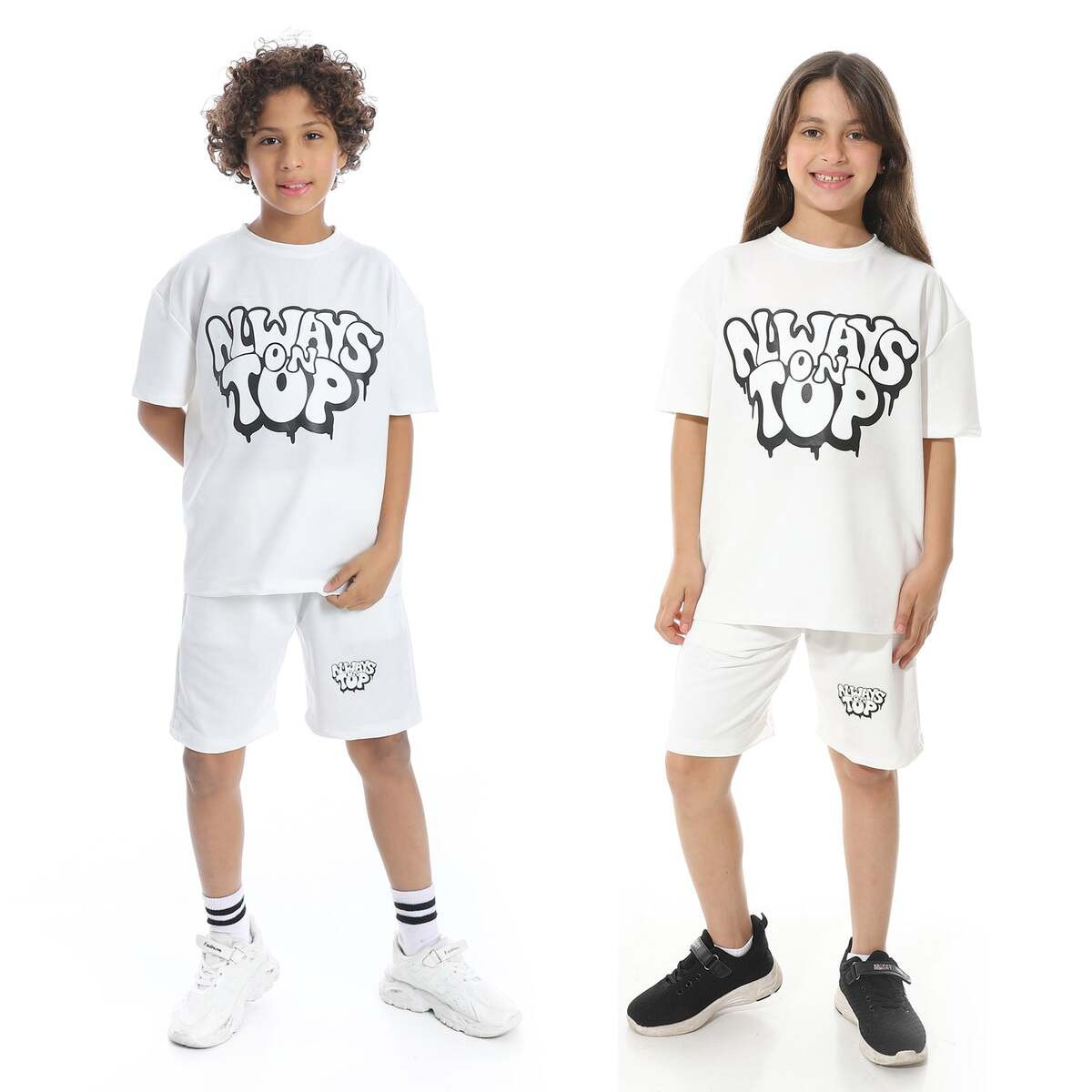 Set Pajamas Kids Summer Print Attractive From Front Unisex
