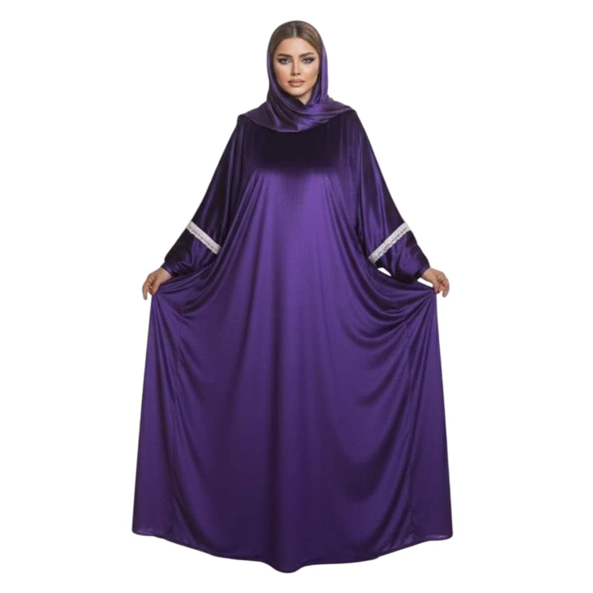Isdal Velvet Royal Purple Soft With Details Lace White