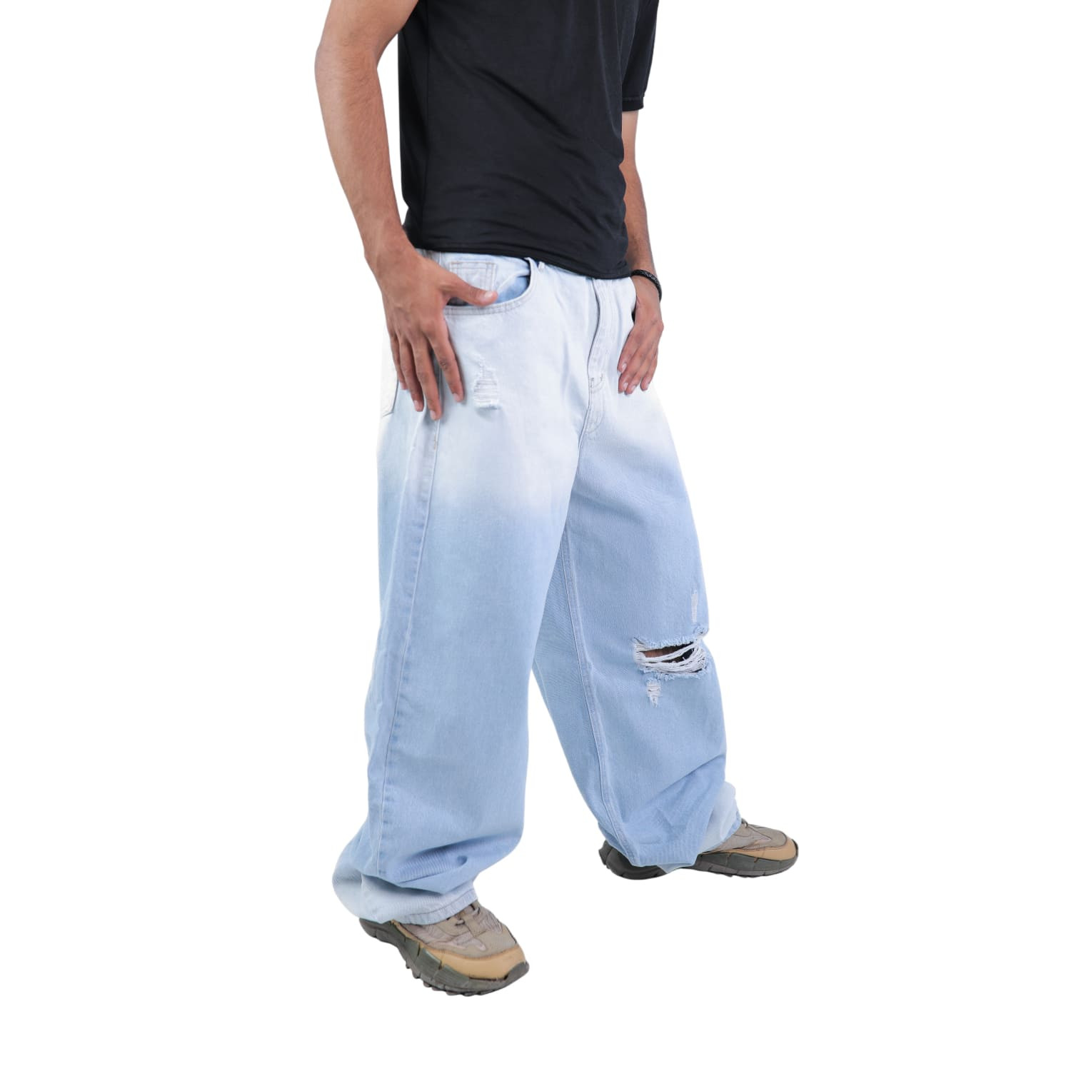 Jeans Men's Casual Wide Leg With Design Modern
