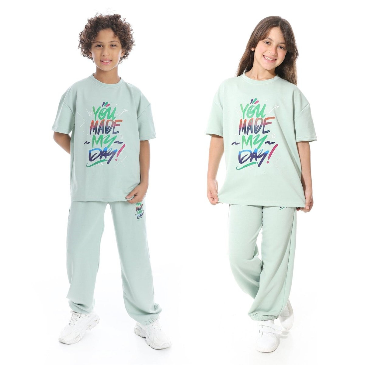 Set Pajamas Kids Summer Comfortable Printed From Front Unisex