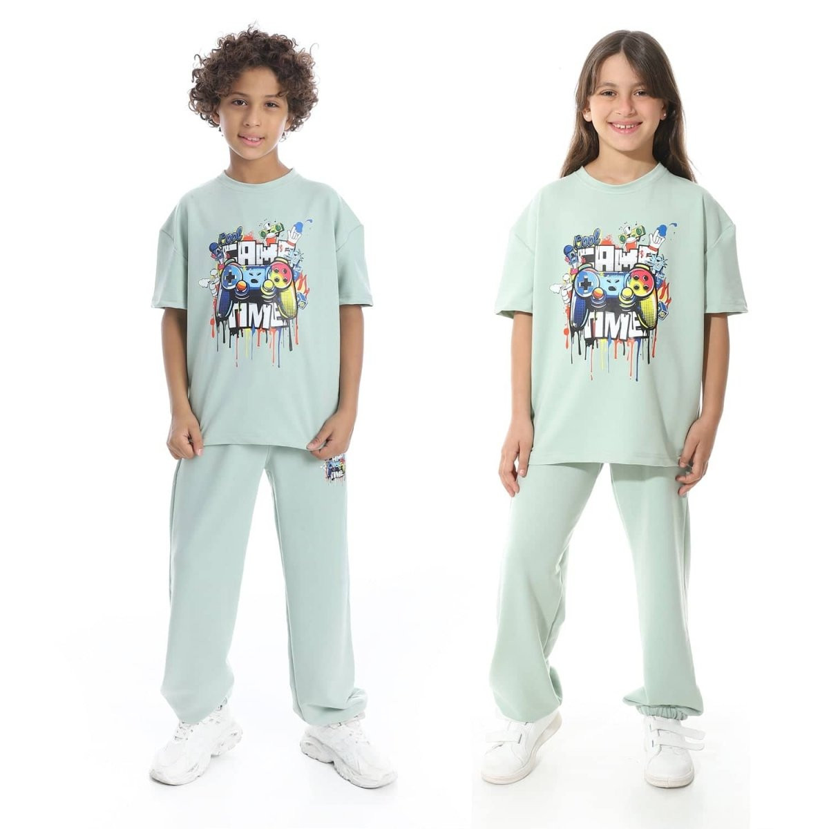 Set Pajamas Kids Summer Print Special From Front Unisex