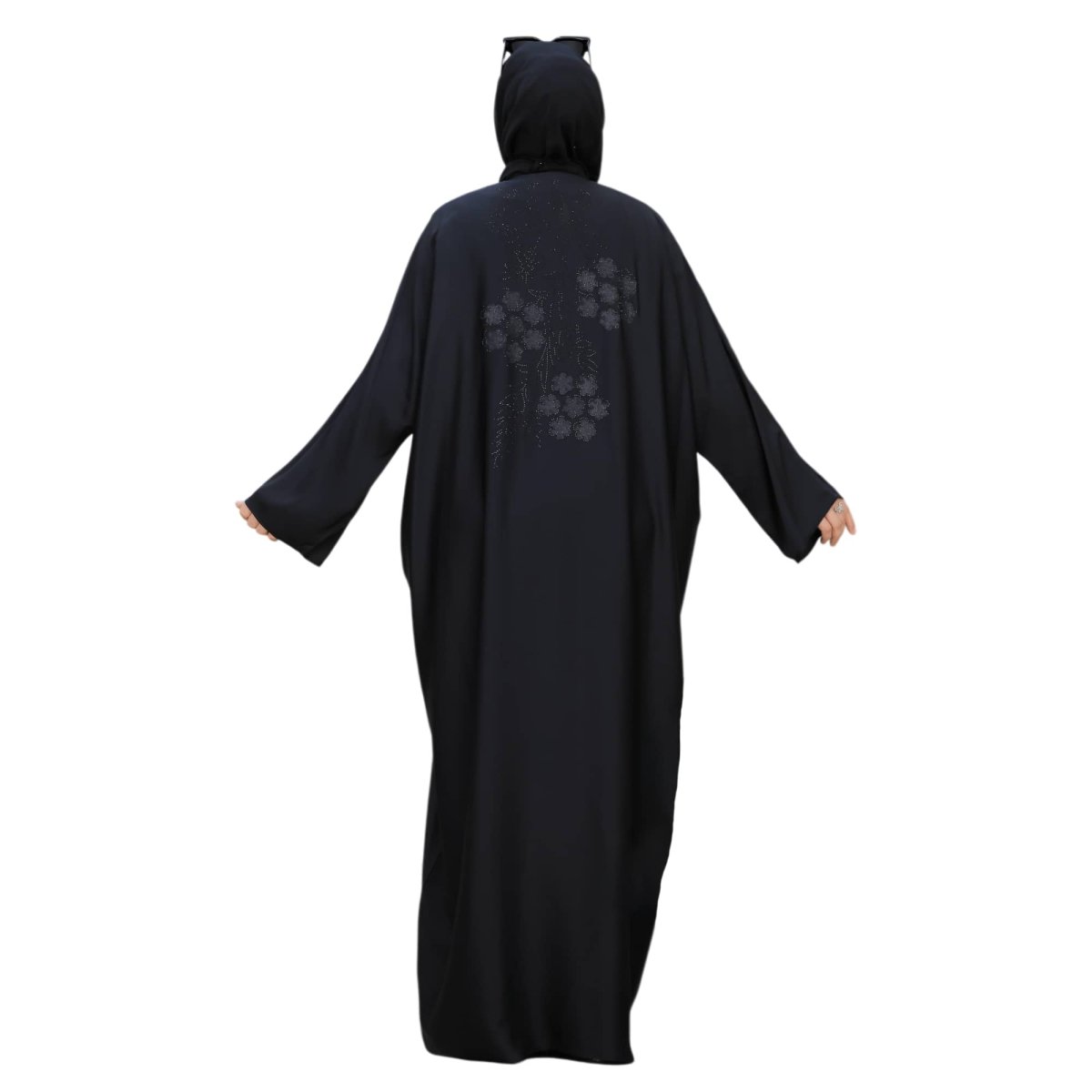 Wrapping Women's With Veil In Color Black Embroidery Rose