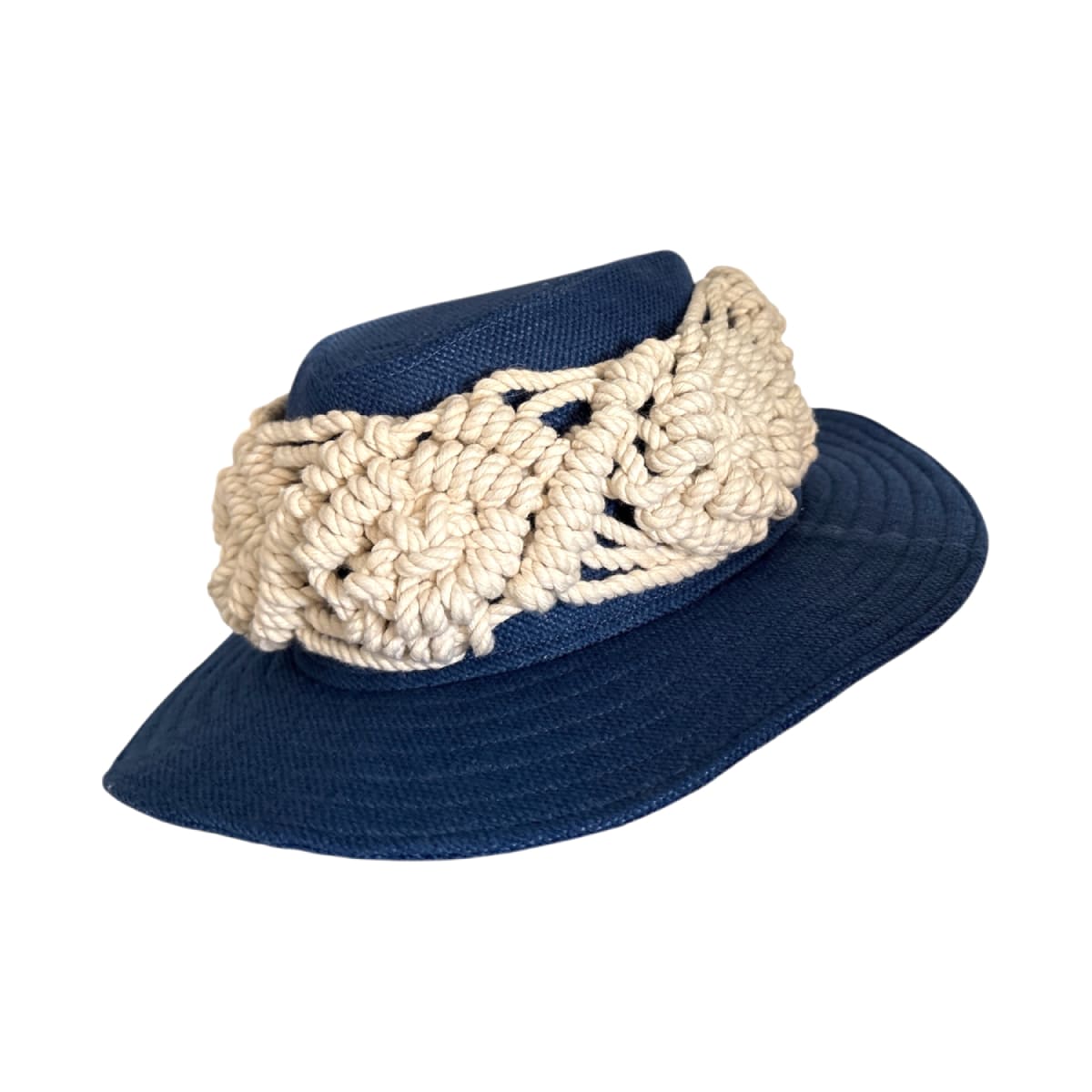 Hat Summer Blue Macrame Manual For Women