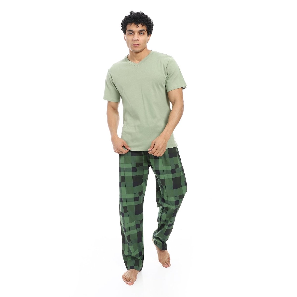 Pajamas Men's Luxury Neck On Shape Letter V 100 Cotton