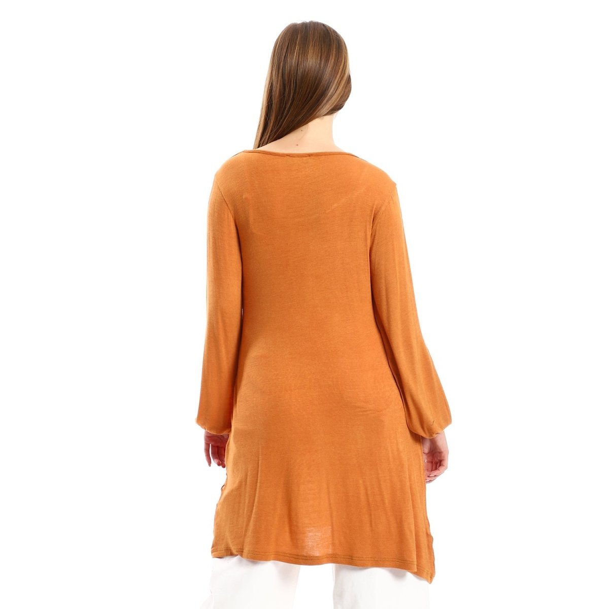 Tunic Collar Round Sleeves Side Multi Colors