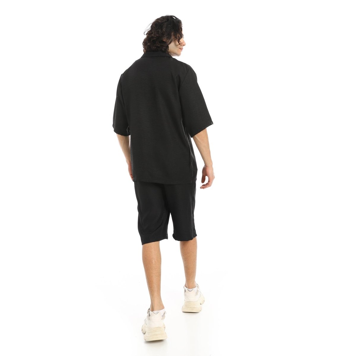 Set Shirt Shorts Men's Modern With Buttons