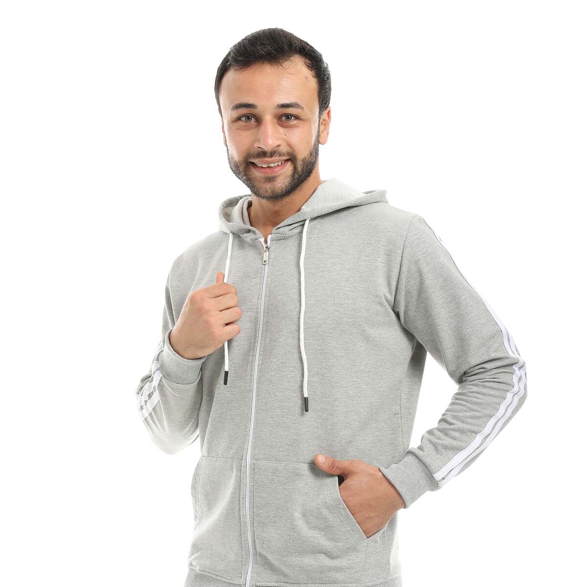 Hoodie Men's Zip With Pants Fabric Cotton Comfortable