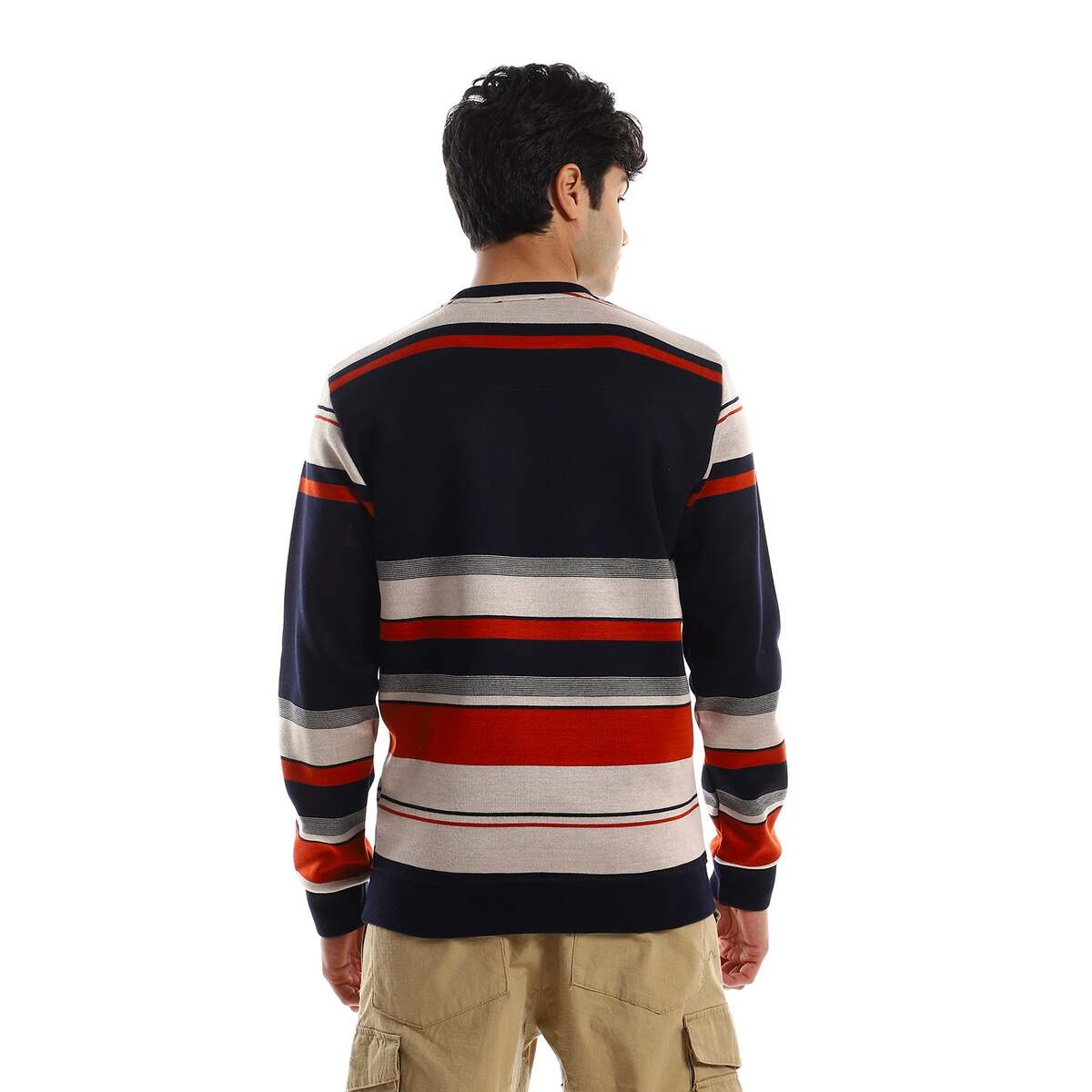 Sweatshirt Shirt Striped Neckline Round For Men