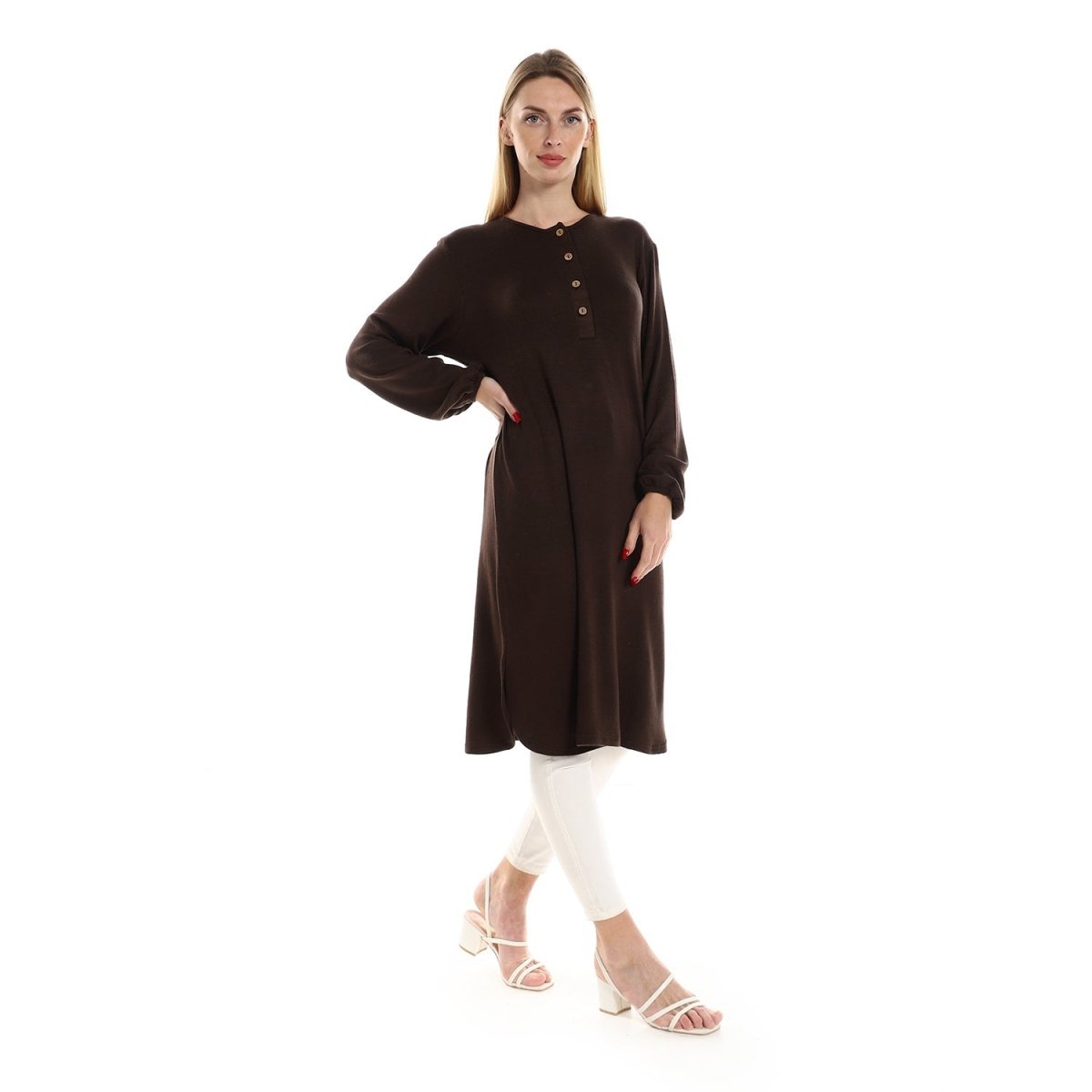 Jacket Women's Knitted With Sleeves Long Buttons