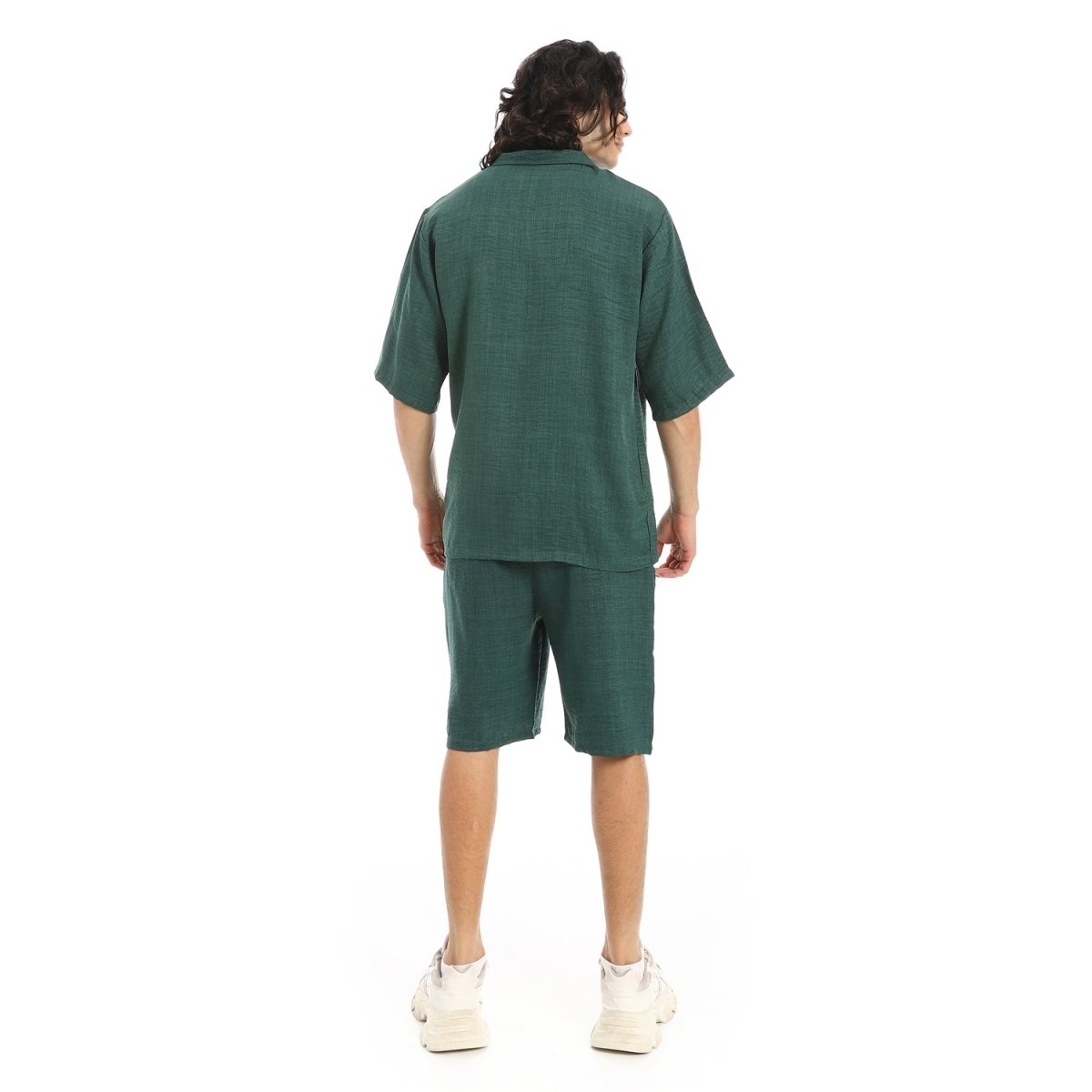 Set Shirt Shorts Men's Modern With Buttons