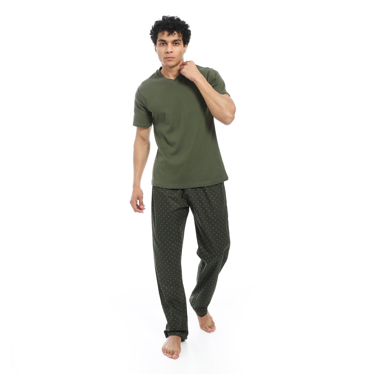 Pajamas Men's Luxury Neck On Shape Letter V 100 Cotton