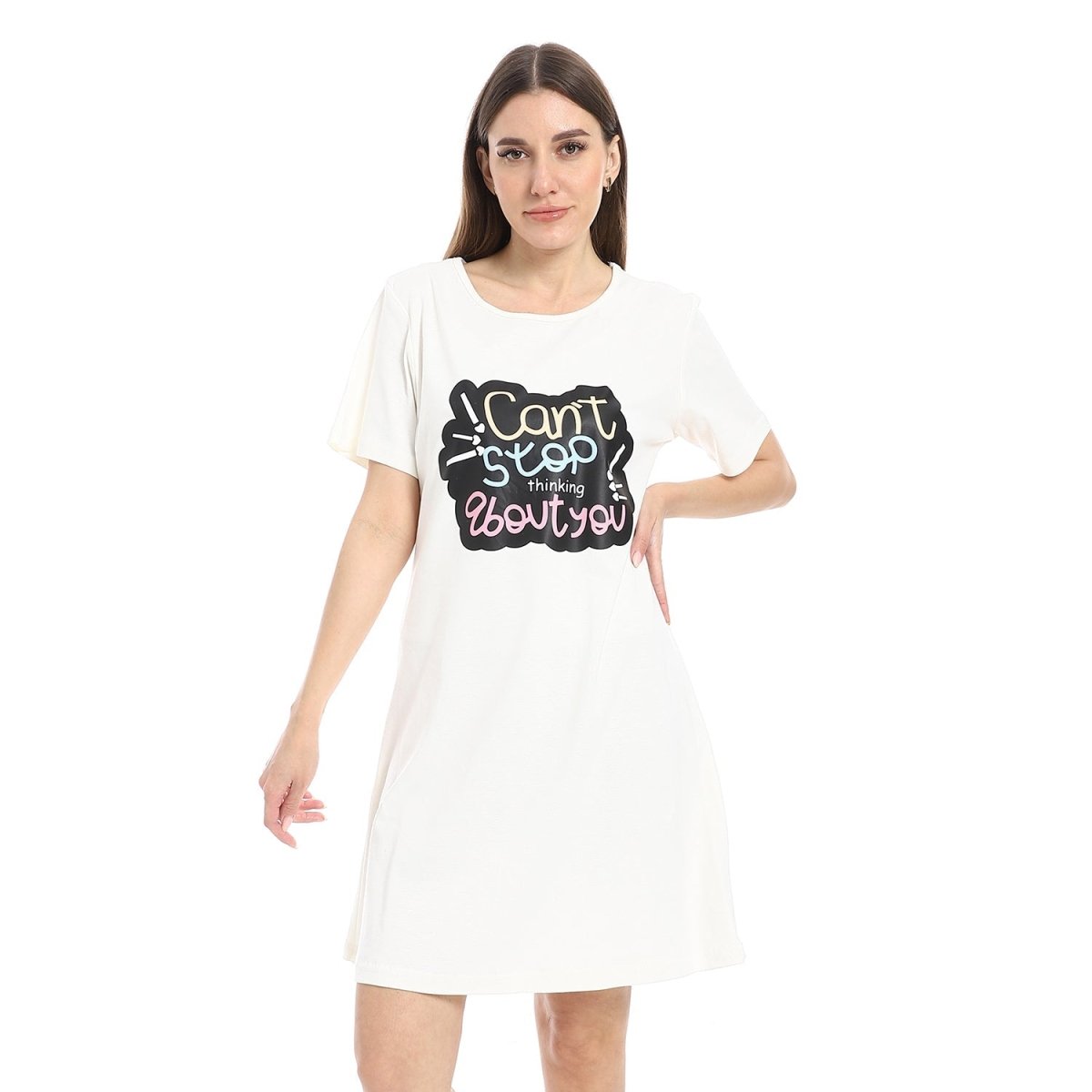 Shirt Sleep Women's Elegant With Sleeves Short 100 Cotton