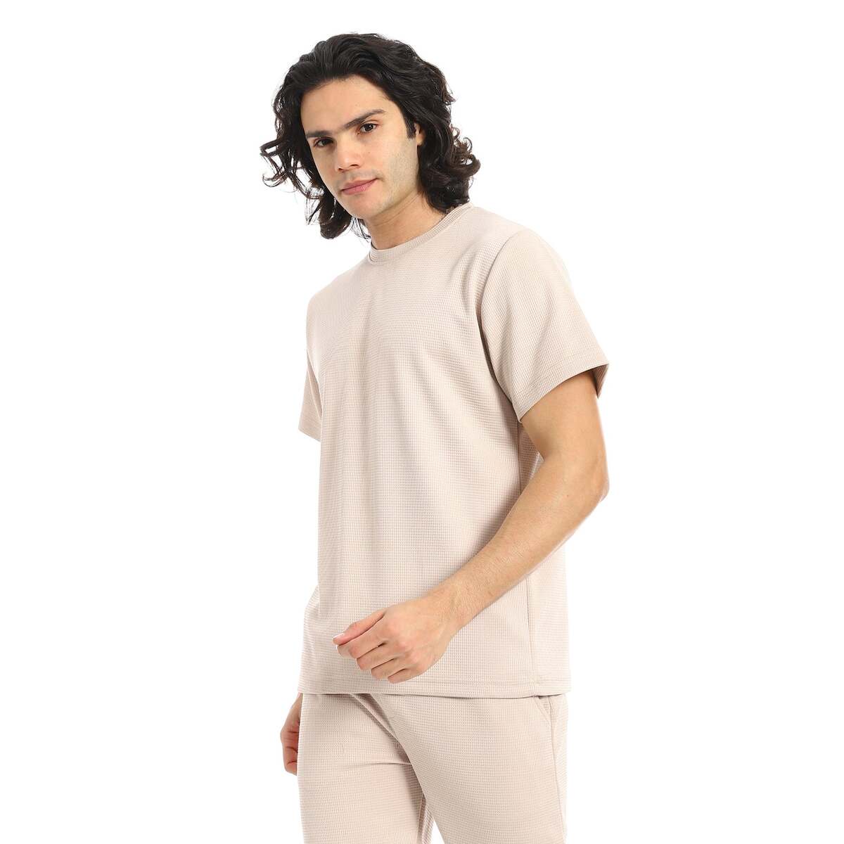 Set T-Shirt Pants With Sleeves Short With Pattern Beige Luxury