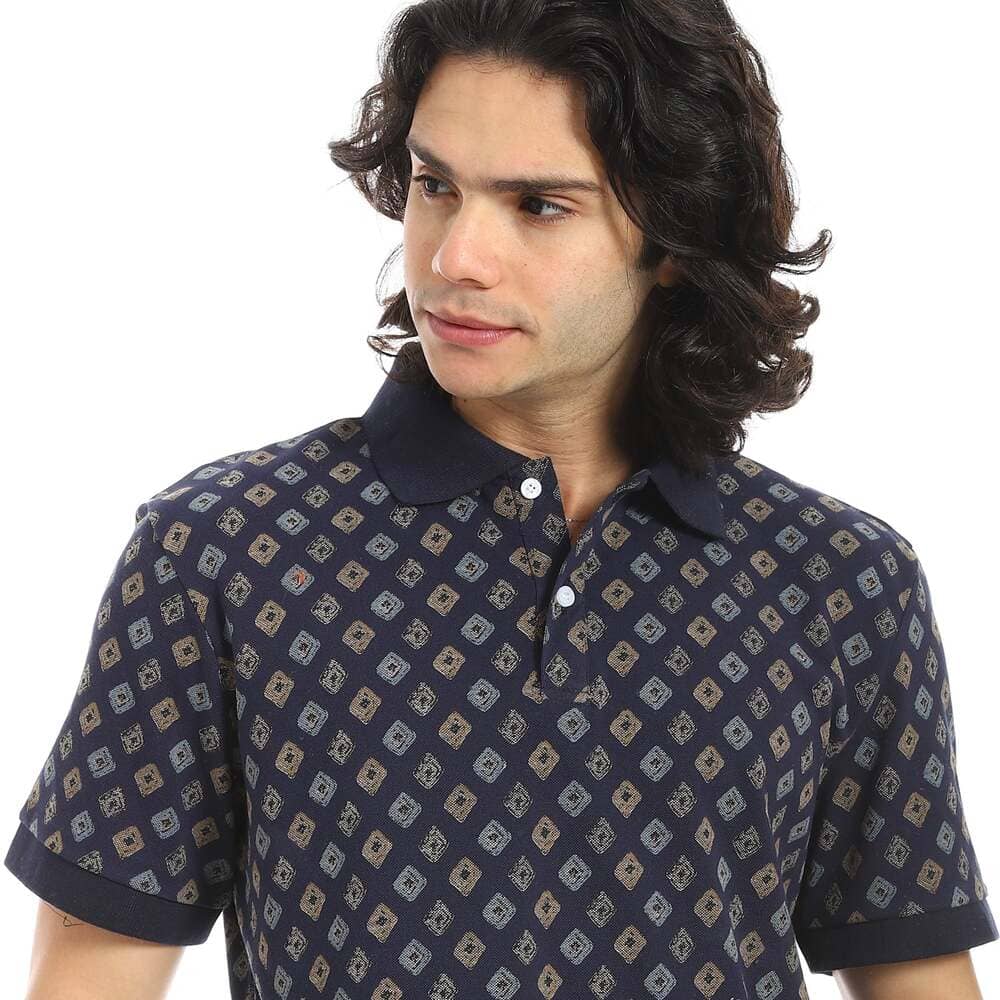 T Shirt Polo Navy With Fit Ordinary Fabric Cotton 100