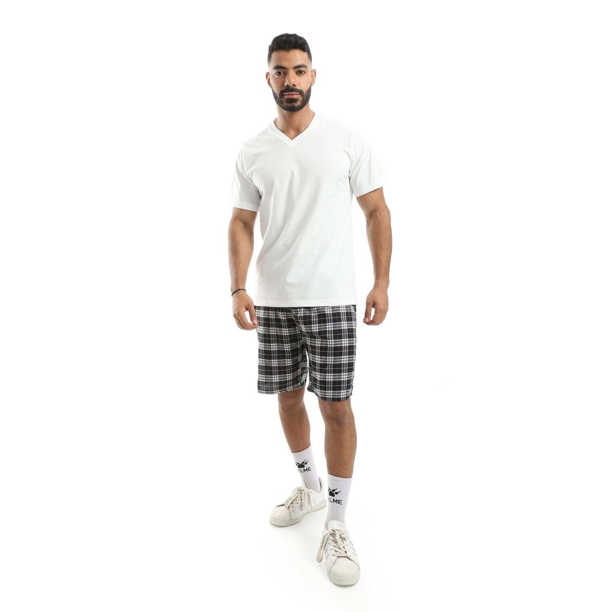 Set Pajamas Cotton 100 Men's Special Collar On Shape Letter V
