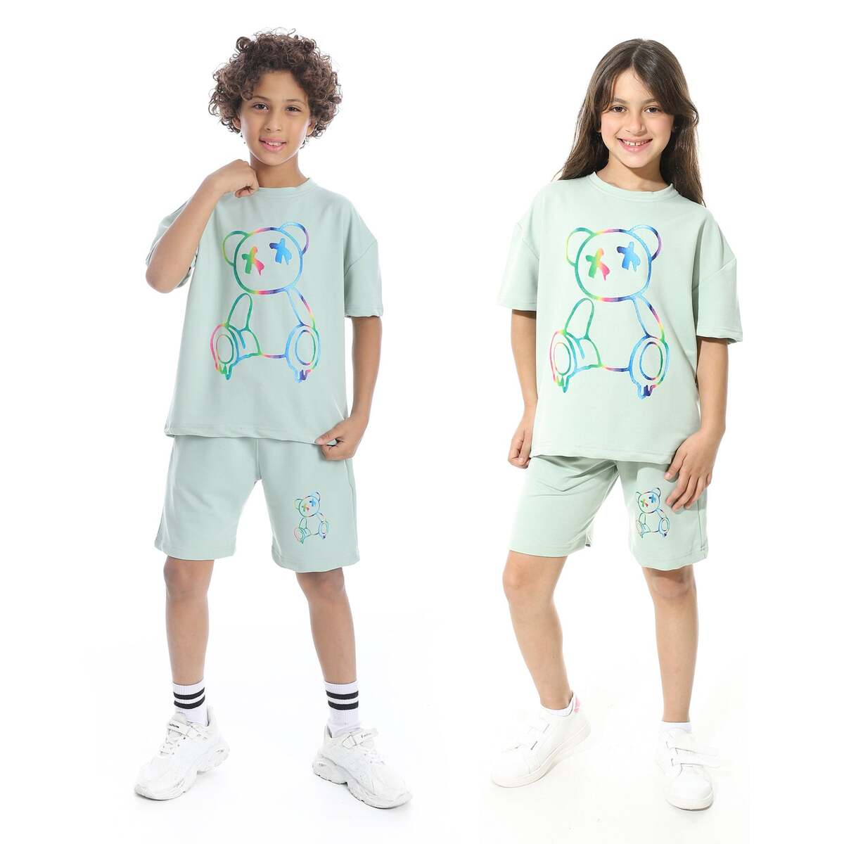 Set Pajamas Kids Summer Print Casual From Front Unisex