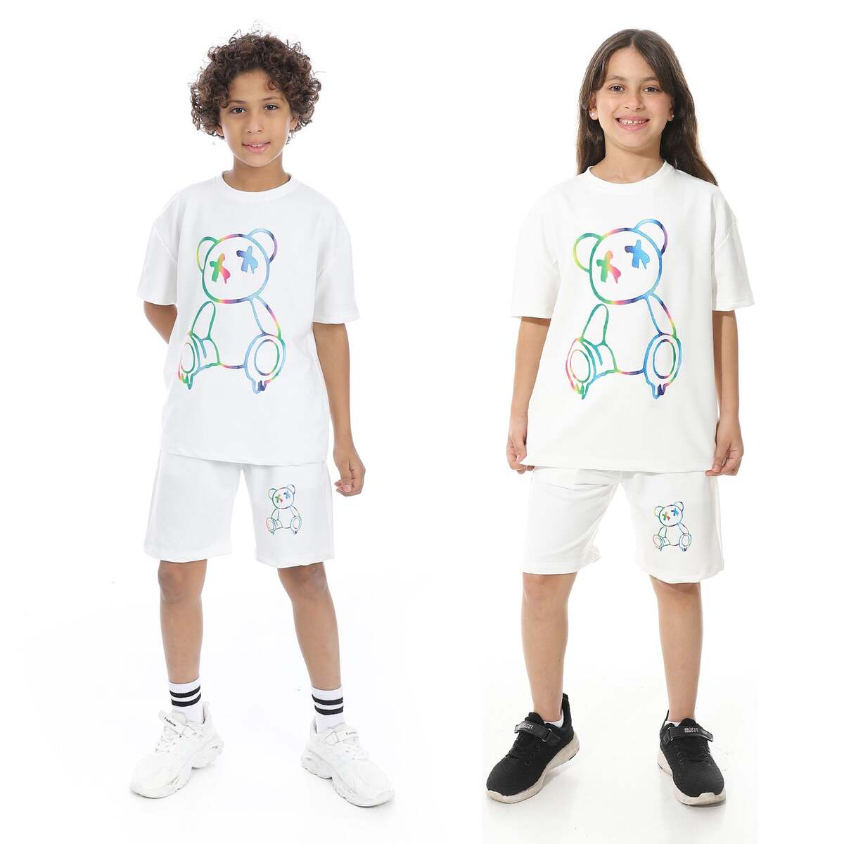 Set Pajamas Kids Summer Print Casual From Front Unisex