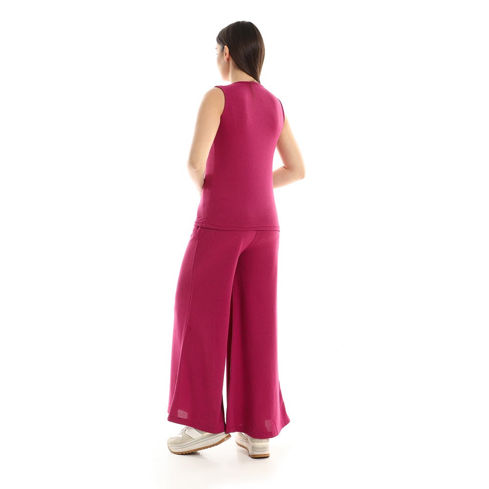 Set Women's Without Sleeves Top Pants Wide