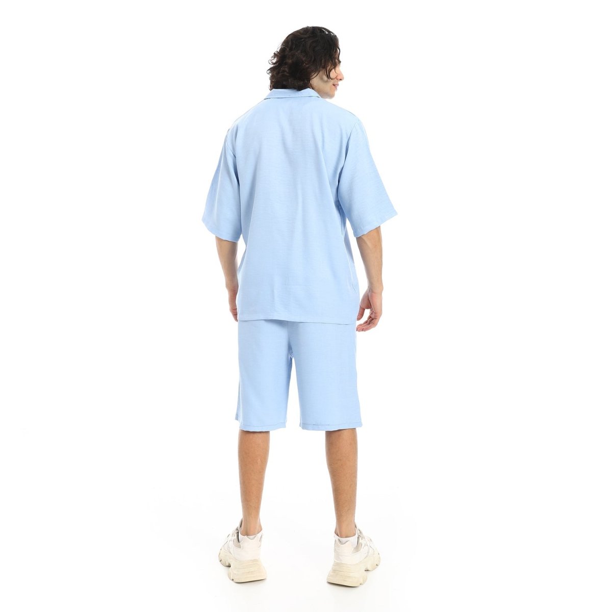 Set Shirt Shorts Men's Modern With Buttons