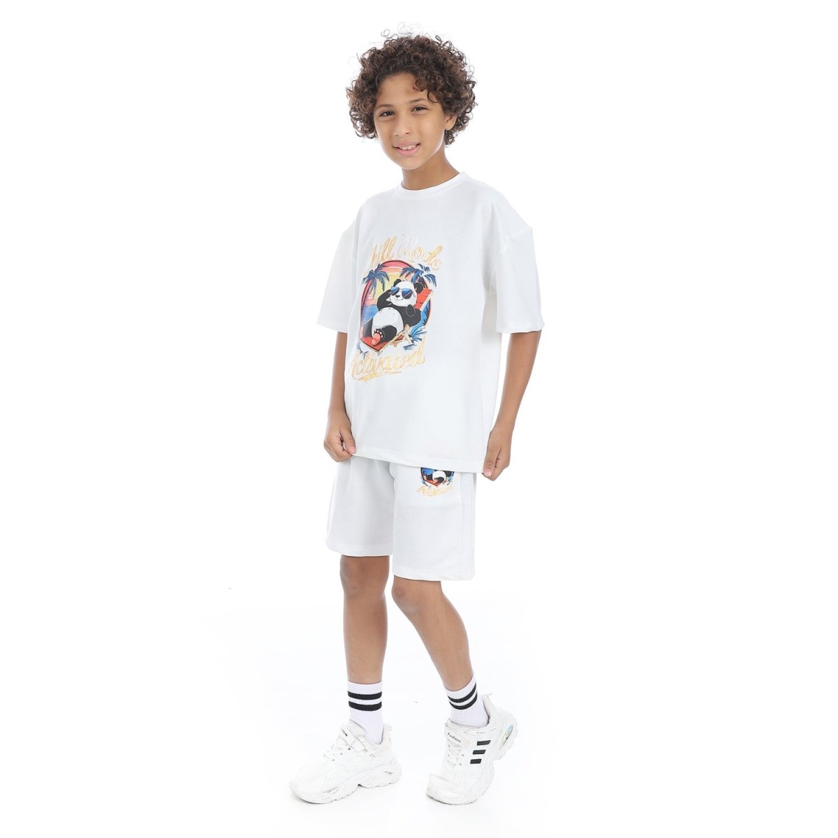 Set Pajamas Kids Summer Print Panda From Front Unisex
