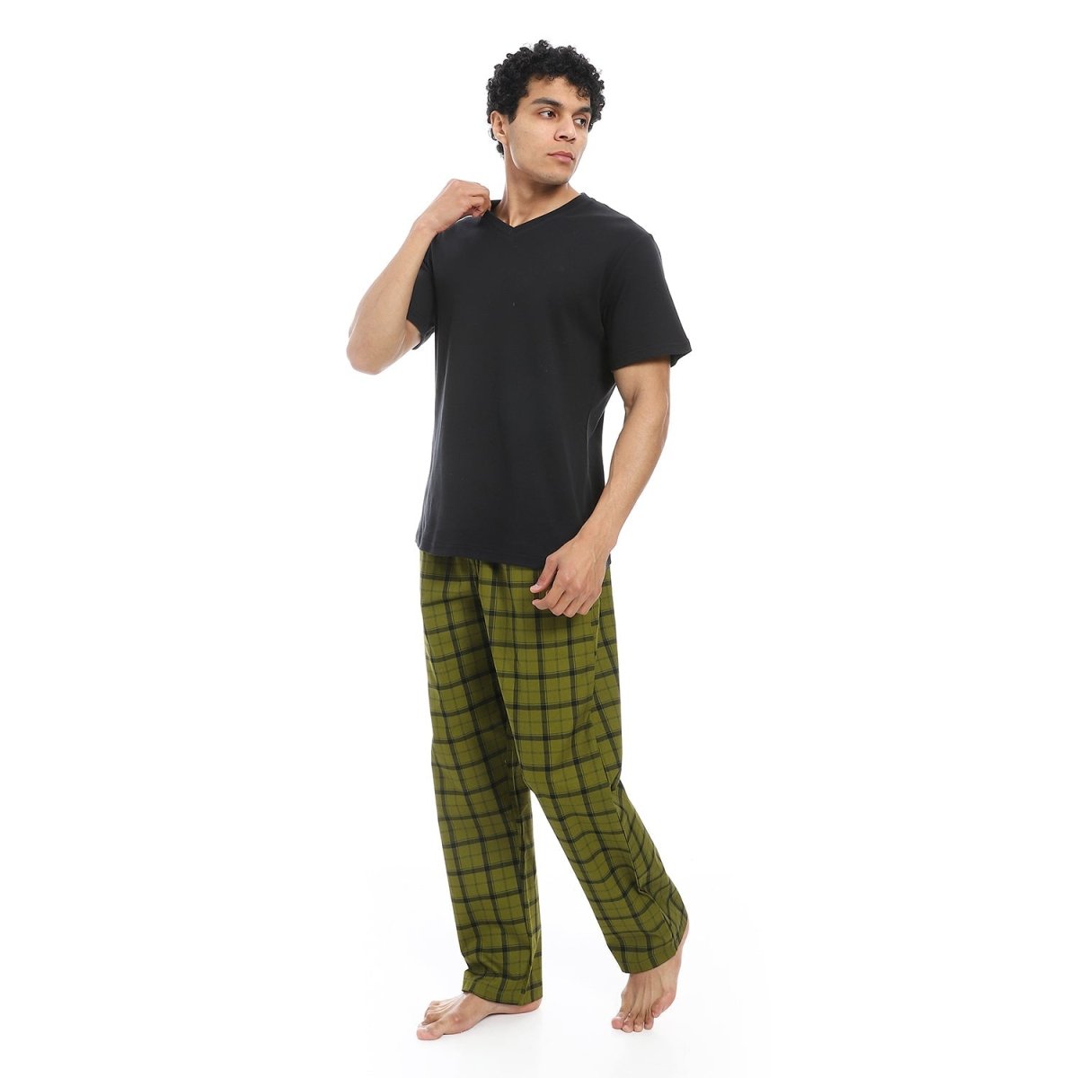 Pajamas Men's Luxury Neck On Shape Letter V 100 Cotton