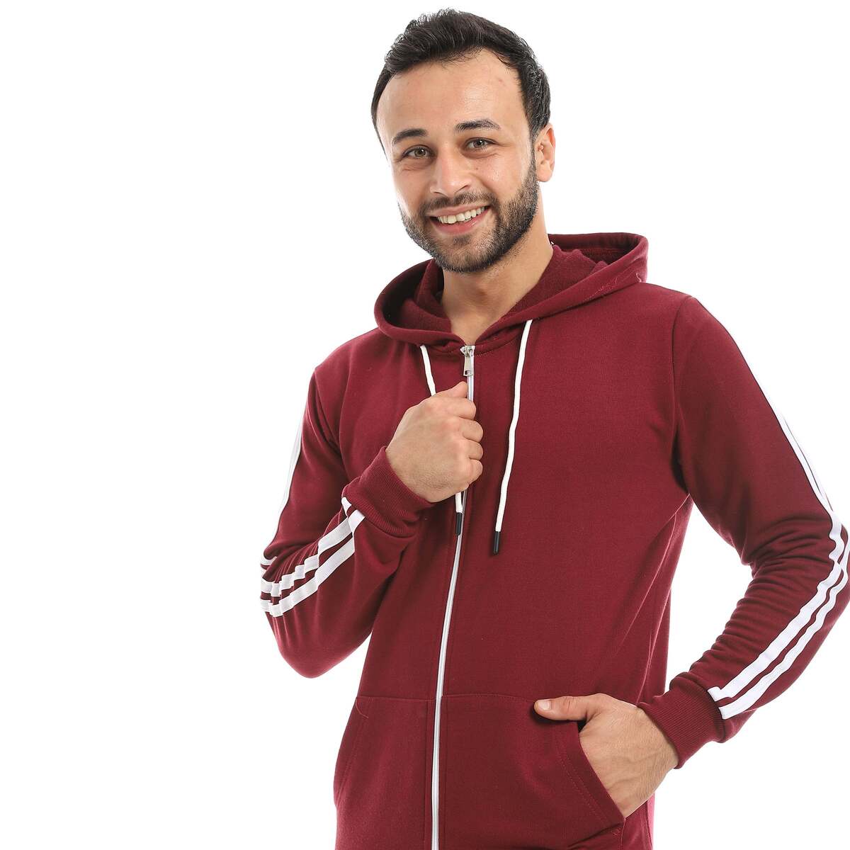 Hoodie Men's Zip With Pants Fabric Cotton Comfortable
