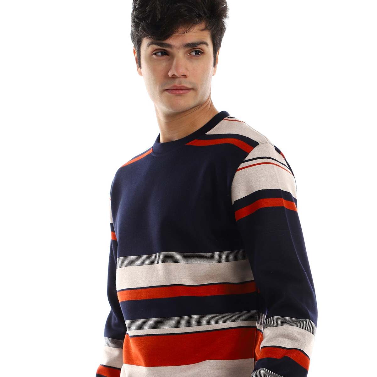 Sweatshirt Shirt Striped Neckline Round For Men
