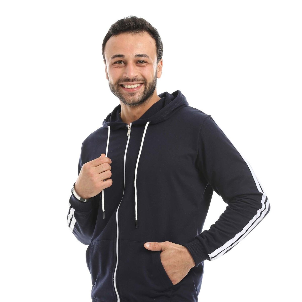 Hoodie Men's Zip With Pants Fabric Cotton Comfortable