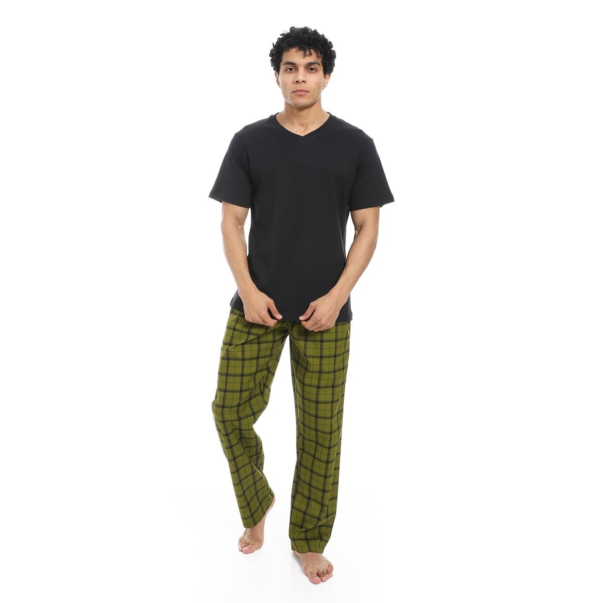 Pajamas Men's Luxury Neck On Shape Letter V 100 Cotton