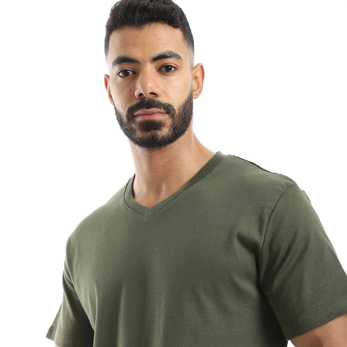 T-Shirt Men's Plain With Sleeves On V