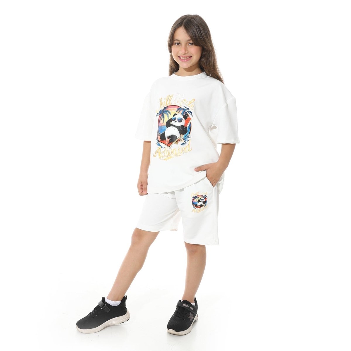 Set Pajamas Kids Summer Print Panda From Front Unisex