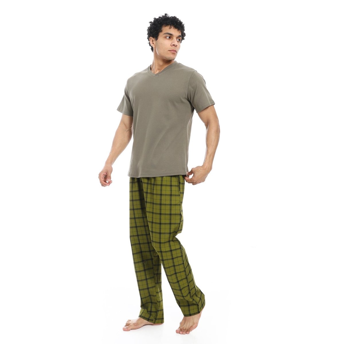 Pajamas Men's Luxury Neck On Shape Letter V 100 Cotton