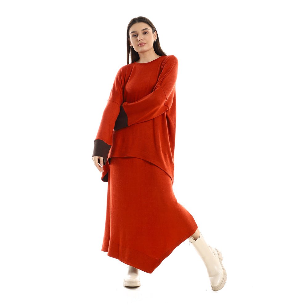 Set Women's Blouse Skirt Plain Color Havan