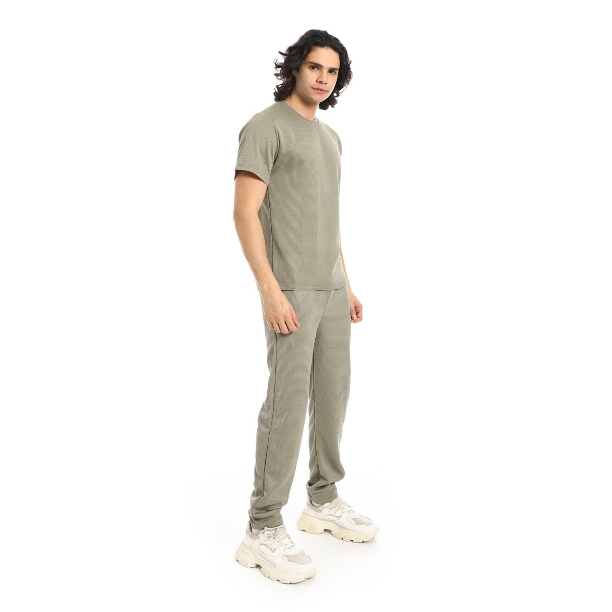 Set T-Shirt Pants With Sleeves Short With Pattern Beige Luxury