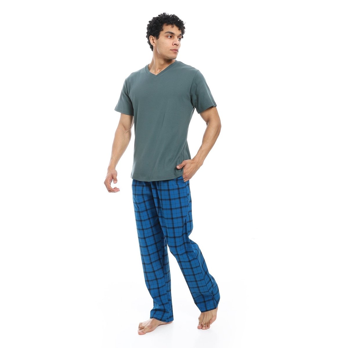 Pajamas Men's Luxury Neck On Shape Letter V 100 Cotton
