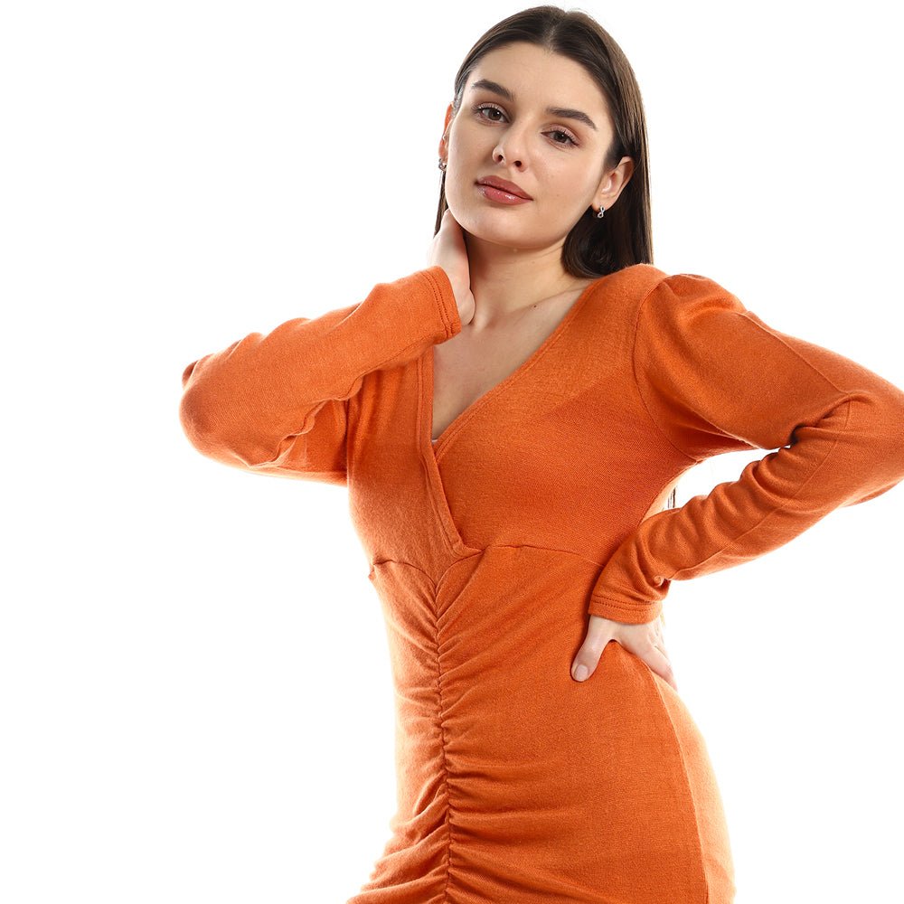 Dress Women's Long With Sleeves V Wearing