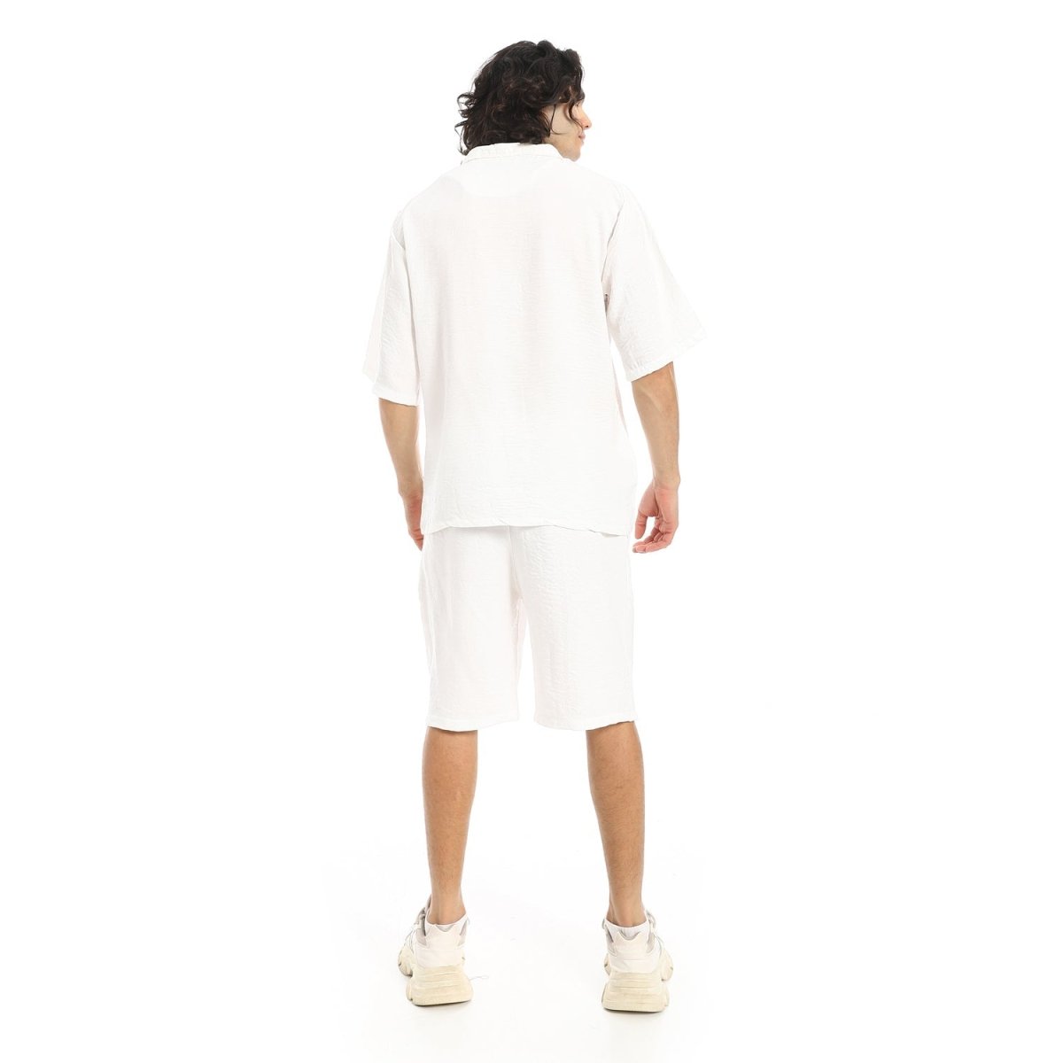 Set Shirt Shorts Men's Modern With Buttons